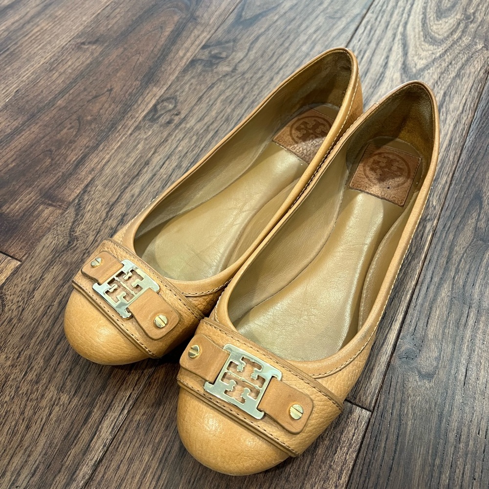 Tory Burch Tan Leather Ballet Flats